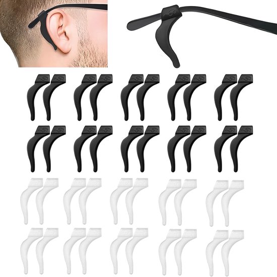 20 Pairs Universele Oorklemmen - Bril Temples - Bril Houder - Rubber - Bril Accessoires - Anti Slip van Merkloos	