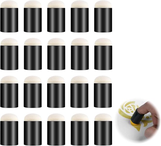 20 Pcs Sponge Finger - Multi Function Finger Sponge - Painting Finger Stamp - Kleur voor DIY - Stencils - Schilderen - Kaarten Maken van Merkloos	