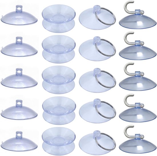 20 Pcs Suction Cup Hooks voor Ramen - Suction Cups voor Tegels, Auto, Keuken, Badkamer, Duidelijk van Merkloos	