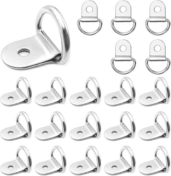 20 Roestvrijstalen D-ring sjorringen - Trailer sjorogen - Ophangoogjes - Ringhaken - Vouwbare bevestigingshaken - Zware sjorringen van Merkloos	