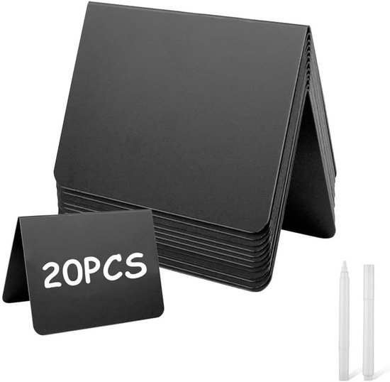 20 slate plates voor schrijven - Prijskaartjes - V-vormige standaard voor catering - Mini borden om op te schrijven voor buffet, bruiloft, feestje van Merkloos	