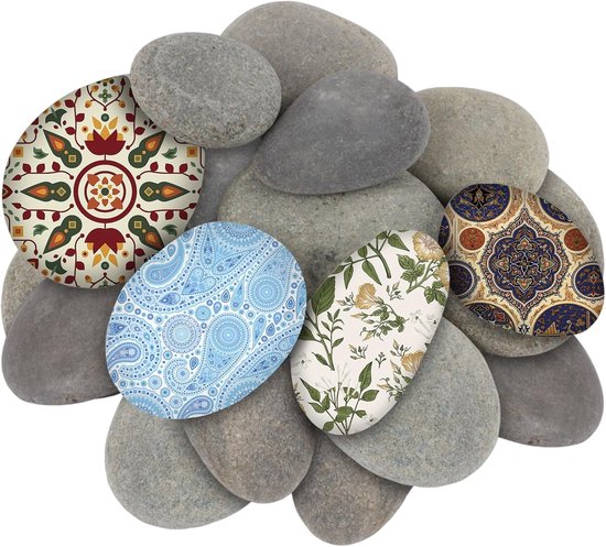 20 Stuk Platte Stenen voor Schilderen - 5-8 cm Grote Kiezels voor Knutselen - Natuurlijke Decoratieve Stenen - Schilderstenen - Strand - Kiezels voor Mandala Schilderen
