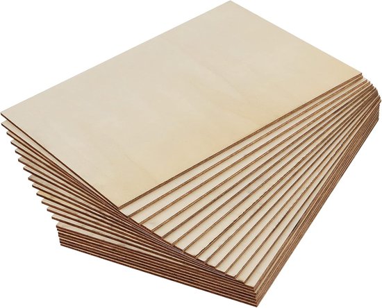 20 stuks 220 x 150 x 3 mm houten platen - dunne multiplexplaten - onafgewerkte houten plank voor houtbewerking - knutselen - schilderen - graveren van Merkloos	