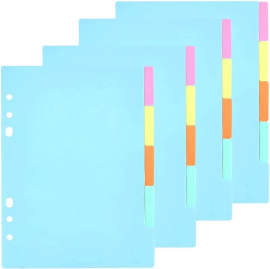 20 stuks 5-Tab Plastic Binder Verdelers - Papier Discbound Notebook Index Divider Vellen - Multicolor Notebook Verdelers Voor 6 Ring Binders - School Kantoorbenodigdheden van Merkloos	