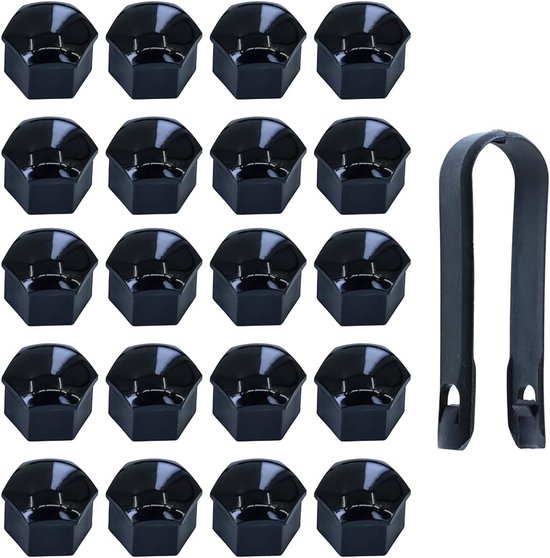 20 stuks doppen - wielbouten - 17 mm - kunststof groef - universele wielmoeren - doppen met trekhaak - zwart van Merkloos	