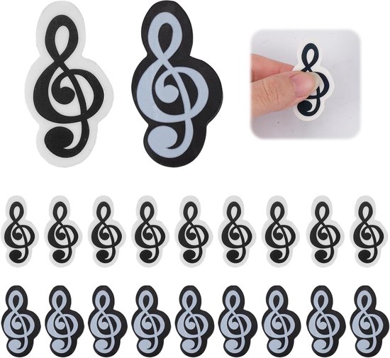 20 stuks gummen met muzieksymbolen - 3D-mini-gummen - muziekmotief voor notities in de klas - muziekaccessoires - schoolbenodigdheden - kindergeboorte van Merkloos	