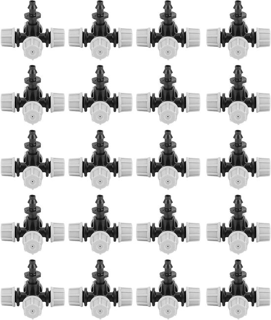 20 Stuks Micro Misting Doppen voor Tuinirrigatie - Verneveling Sprinklers met Barbed Connector en Irrigatie Accessoires van Merkloos	