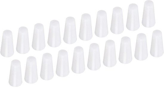 20 stuks siliconen rubberen stoppen - taps toelopende pluggen met hoge temperatuurbestendigheid - beschermgat voor laboratoriumindustrie (wit, 5/16 inch tot 33/64 inch) van LABOTIQUE