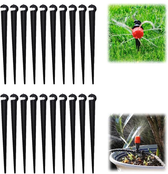 20 stuks - Steunpalen voor druppelirrigatie - Slangbeugels - Capillaire buishouders - Irrigatiesteunpalen - Irrigatiedruppelsteunpalen - Slanghouders - 11 cm - Zwart -Accessoires voor druppelirrigatiesystemen -Voor moestuinen, kassen en bloembedden van Merkloos	
