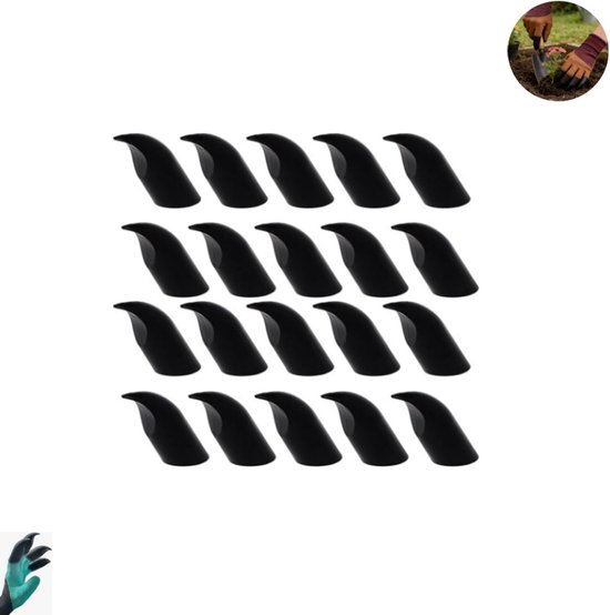 20 stuks - Tuinhandschoenen met graafgrepen - Afneembare universele vingertoppen - Zwarte graafgrepen voor in de tuin - Vingertoppen voor het graven van gaten en planten - Unisex graafgrepen - Geschikt voor planten, wieden, graven en tuinwerk