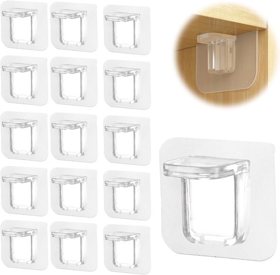 20 stuks zelfklevende plankhouders - 70 x 70 mm - extra sterk kleefoppervlak - kastbodemdrager - zelfklevend - plankdragers zonder boren - houder voor planken om te plakken - montage zonder schroeven - wandplank houders van Merkloos	