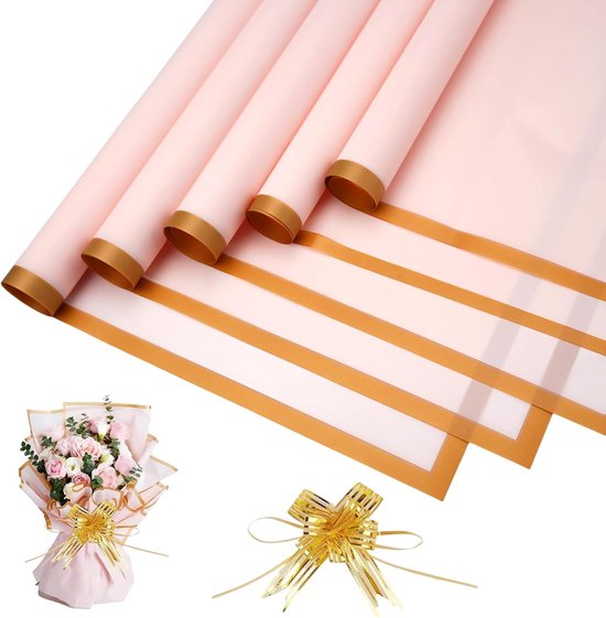 20 Vellen Inpakpapier - Bloemenboeket, Cadeau Inpakpapier Roze 58x58cm - Waterdicht Inpakpapier met Lint - Bloemen Inpakpapier voor Verjaardagen, Trouwen, Valentijnsdag, Feestdagen, DIY Knutselprojecten van Merkloos	