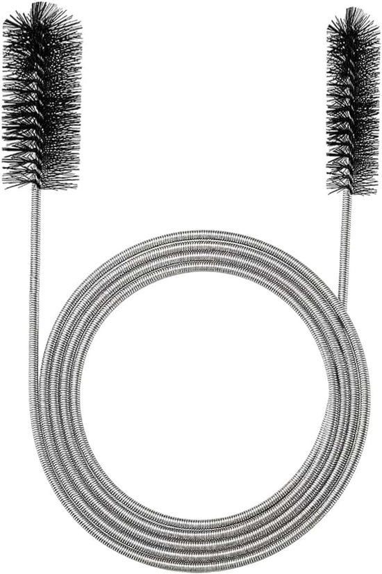 200 cm, kleine borstel, lang, spoelbak, reinigingsborstel, flexibel, tweecephalig, fijne borstel, reinigingsborstel voor afvoer