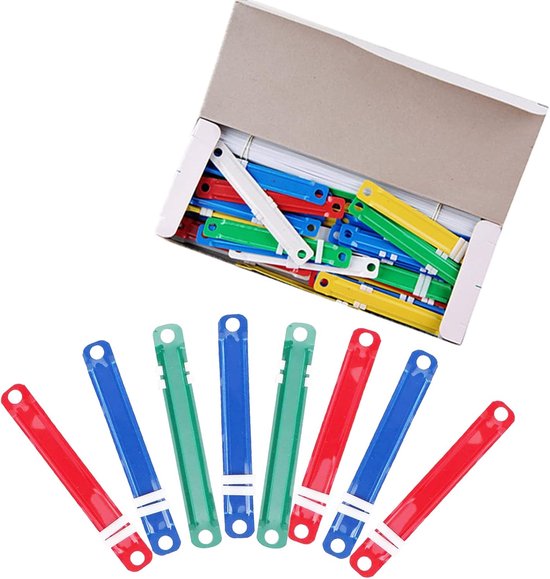 200 Stuks Plastic Binder Clips, Bestand Document Lijst, Twee-Gat Los-Blad Binder, Losbladige Boek Binder, Voor bestandsorganisatie en archivering (willekeurige kleur) van Woksemt