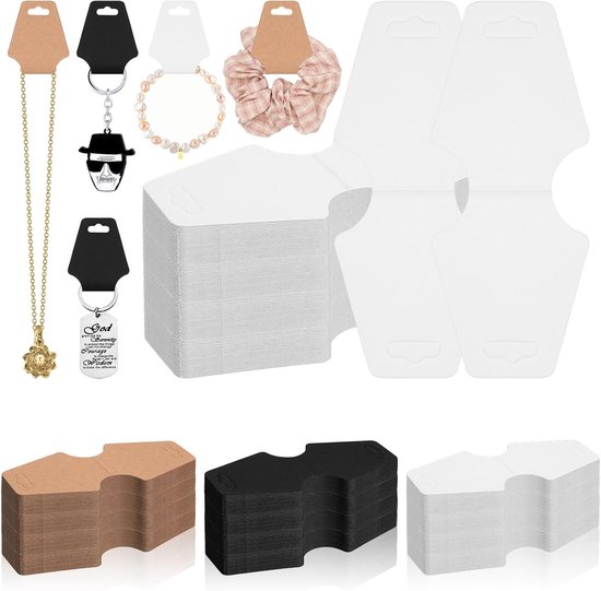 200Pcs 5x12CM Jewelry Display Cards - Self Adhesive Bracelet Display Cards - Hang Tags Card voor Necklaces - Earrings - Keychains van Merkloos	