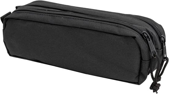 20122 - Etui met 2 vakken met rits, ca. 9 x 23 x 7,5 cm groot in zwart