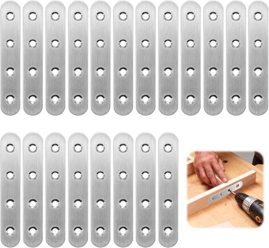 20Pcs Flat Straight Bracket - Brackets with Holes - 97x16x1.75mm Flat Connectors - Straight Brackets voor Hardhout Constructie en Houten Leuningen van Wokelai