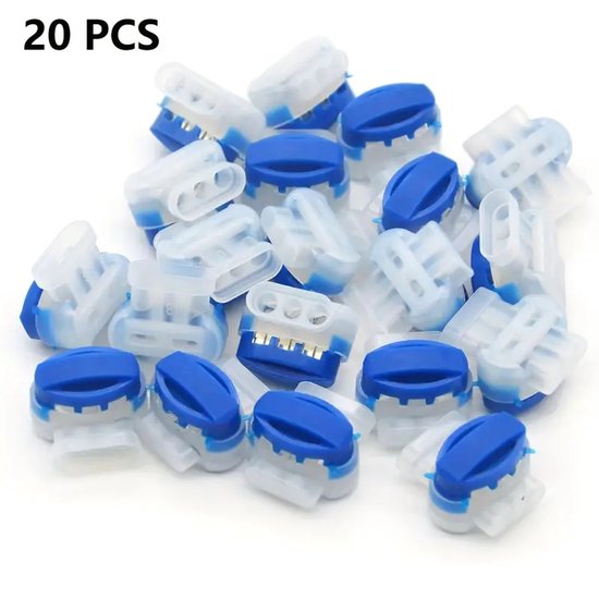 20x 3-Weg Draadconnectoren – Zelfstrippend – Waterdicht & Vochtbestendig – Voor Robotgrasmaaiers, Grenskabels & Irrigatie – Pigtail Kabelverbinders Buiten – IDC 314 Klemconnectoren – Siliconengel Isolatie van Merkloos	