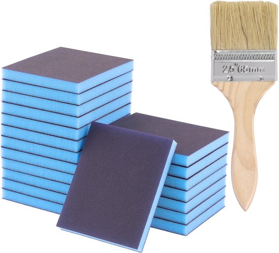 21 Pcs 220 Grit Scouring Sponge Kit - Inclusief 20 Stukken Reusable Sanding Blocks - Geschikt voor Hout, Metaal, Verf en Gipsplaat van Edibo