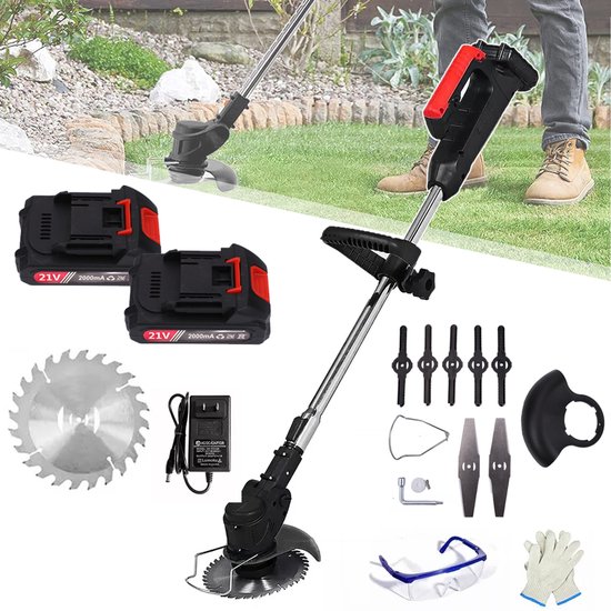 21V Draadloze Trimmer - Telescopische Grastrimmer - Onkruidtrimmer - Elektrische Grasmaaier - Inclusief 2 Li-Ion-Batterijen En Oplader
