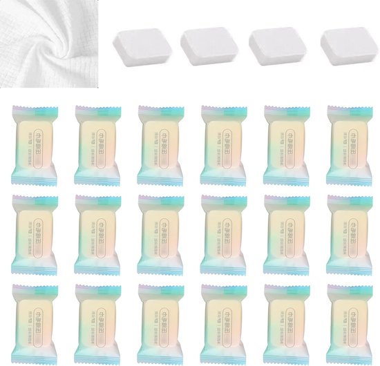 22 stuks gecomprimeerde handdoeken - 25 x 40 cm - dikte 90 g/m² - fleece - katoenen gezichtsdoeken - herbruikbare badhanddoek - draagbare tabletdoeken voor reizen - kamperen - wandelen van Merkloos	