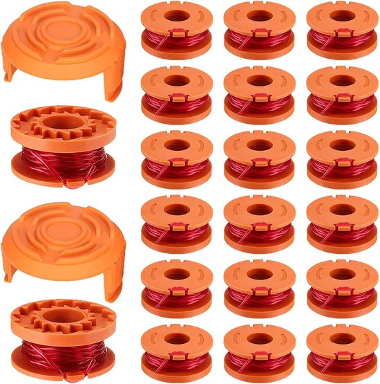 22 stuks grastrimmer-spoel voor Worx, 1,65 mm x 3,05 m, W-o-r-x grastrimmerspoel, grastrimmer, spoel, vervangende trimmerspoel voor Worx WA0010 (20 spoelen + 2) van WORX