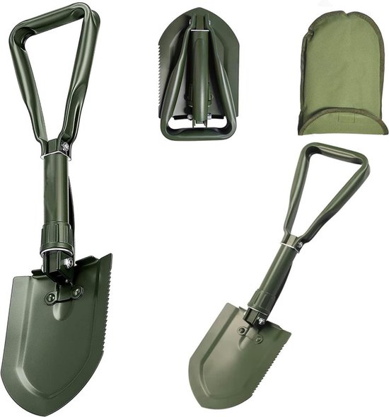 23 Inch Schep - 1 Pak - Sneeuwschep - Kampeerschep - Outdoor Multifunctionele Opvouwbare Survivalschep - Draagbare Tuinschep - Jachtschep - Wandelschep - Visschep - Auto Noodschep - Multifunctioneel Herencadeau - Legergroen - 58*16cm van Merkloos	