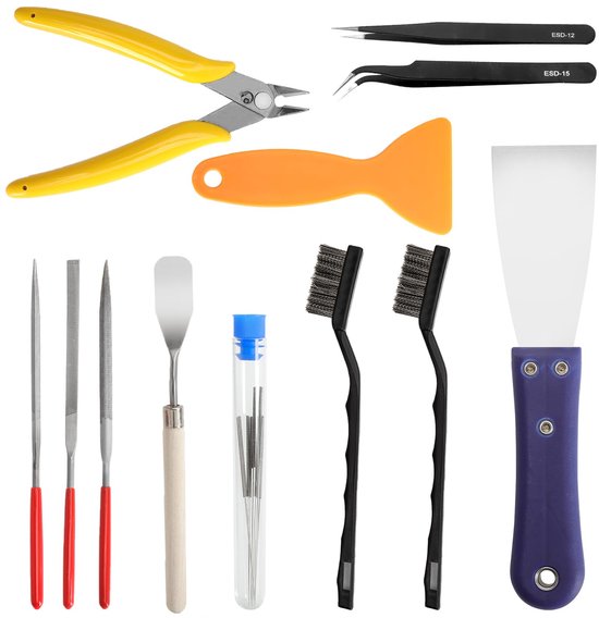 23 stuks reinigings- en verwijderingsgereedschap, 3D-printersproeier-reinigingsgereedschap, printeraccessoireset, 3D-printergereedschapsset, bevat spatel, pincet, draadborstel, diamantvijlen