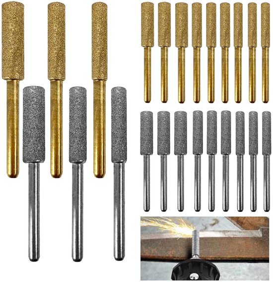 24-delige kettingslijpset Geschikt voor kettingzagen, 4,0/4,8/5,5 mm, geschikt voor het slijpen en polijsten van kettingzaagkettingen (goud, zilver). van Merkloos	