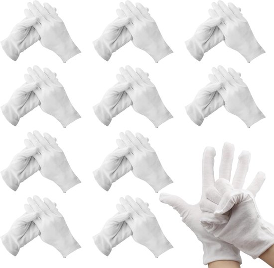 24 Pairs - 48 Pieces - Witte Katoenen Handschoenen - Zachte en Herbruikbare Handschoenen - Ademend Stofhandschoenen - 100% Katoen - Voor Vrouwen en Mannen - Juweel Inspectie - Auto Reparatie - Dagelijks Werk van Merkloos	