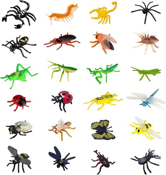 24 Pcs Mini Bugs voor Kinderen - Insect Speelgoed - Realistische Kleine Insecten en Dinosaurus Modellen van Zacht Rubber van Merkloos	