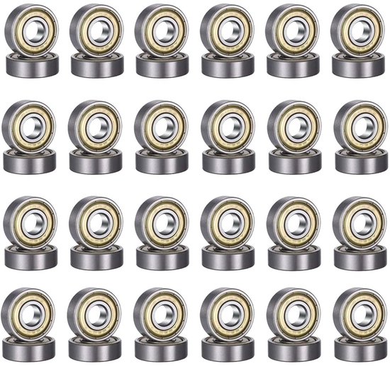 24 Stukken 608 ZZ Kogellagers - Dubbel Afgeschermde Miniatuur Groef Kogellagers voor Skateboards - Scooters - Inline Skates van Merkloos	