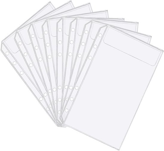 24 stuks A6-mapzakken zonder ritsen - contant geld - budget-enveloppen - 6 gaten - ritsloze doorzichtige waterdichte PVC-mappen - zakje - losse bladzakken voor 6 ringbanden - geldmap - organisatie van Merkloos	