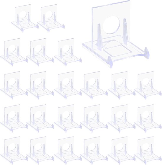 24 stuks mini doorzichtige acryl ezelstandaards - doorzichtige plastic displaystandaard - kaartdisplaystandaard - muntenweergave-ezel - voor display magnetische kaarthouder - voor platen - mobiele accessoires van Merkloos	