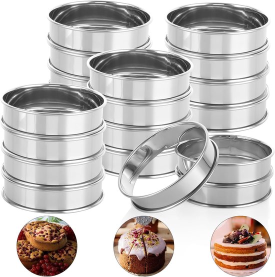 24 Stuks Muffin Ringen - 10.5 x 2.5 cm - Dessert Ringen - Taart Ringen - RVS Bakringen voor Bakken - Keuken - Cookies - Pannenkoeken - Eieren - Muffins van Merkloos	