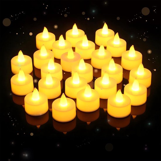 24 Stuks Vlamloze LED Theelichtjes voor Feesten en Decoratie van Merkloos	