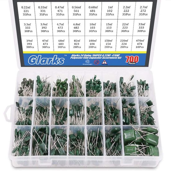 24 Waarde 700PCS 0.22NF- 470NF Polyester Film Capacitor Assortiment Kit - Elektronica - Onderdelen van Merkloos	