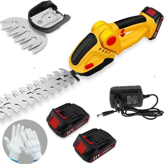 24V Elektrische hegsnijder, 2 In1 Wireless Electrical Hedge Trimmer, elektrische trimmer, struikschaarsen, handafhankschaar met 2 batterijen, gele geel van DeWalt