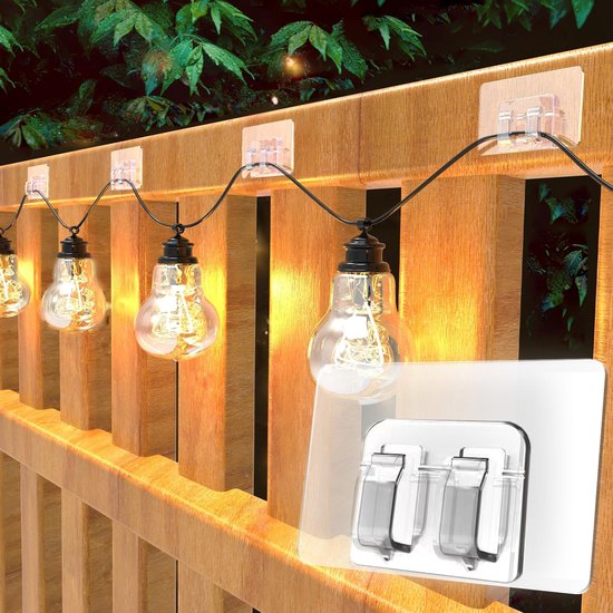 25 Stuks Grote Kabelclips voor Buiten - Weerbestendige Ophanghaken Zonder Boren - Schadevrij Ophangsysteem voor Kerstverlichting, Prikkabel & Lichtsnoeren - Ideaal voor Tuin, Terras & Balkon
