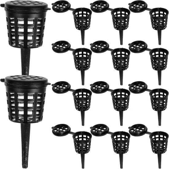 25 stuks meststof manden met deksel - draagbare plastic tuin meststof manden - voor langzaam en getimed vrijkomende meststof - voor vetplanten, orchideeën, bonsai - zwart van Esie Houzie
