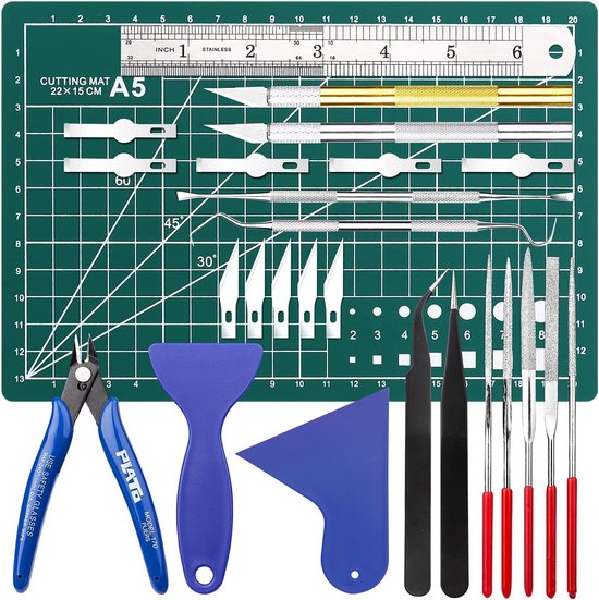 25 Stuks Vinyl Jäten Tools - RVS Plotter Accessoires - Modelbouw Gereedschap - DIY Craft Tools Set met A5 Graveren Snijplank voor HTV - Cameos - Lettering van Merkloos	