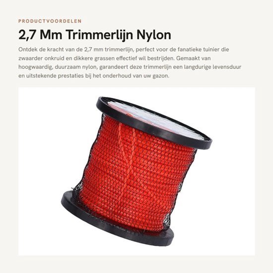 2,7 Mm Trimmerlijn - Nylon Grassnijtrimmerlijn - Duurzaam - 1LB - Geschikt voor zwaarder onkruid - Professionele tuinders