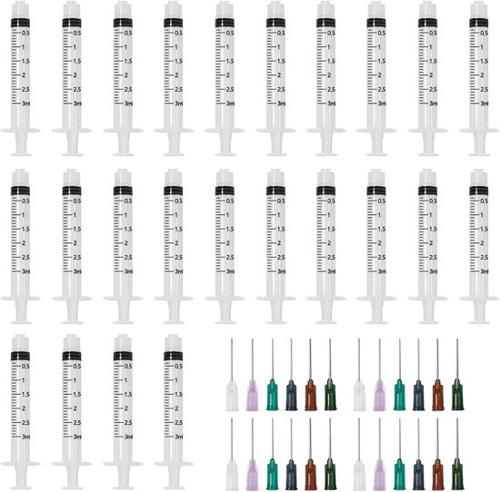 2ml spuit met stompe naald, 24 stuks plastic spuiten voor inktvulling, wegwerp spuiten voor laboratoria en industriële toepassingen