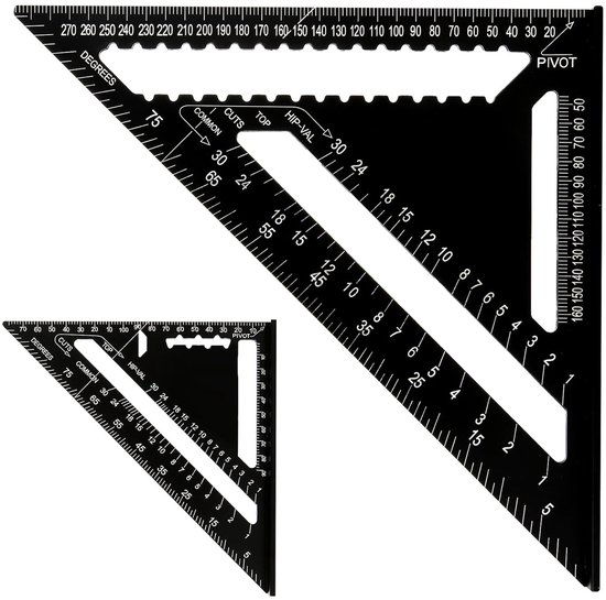 2pcs Carpenter Corner - 12 Inch en 18 cm (7 Inch) Aluminium Legering - Zwarte Hoek voor Hoekmeting - Decoratie en DIY van Merkloos	