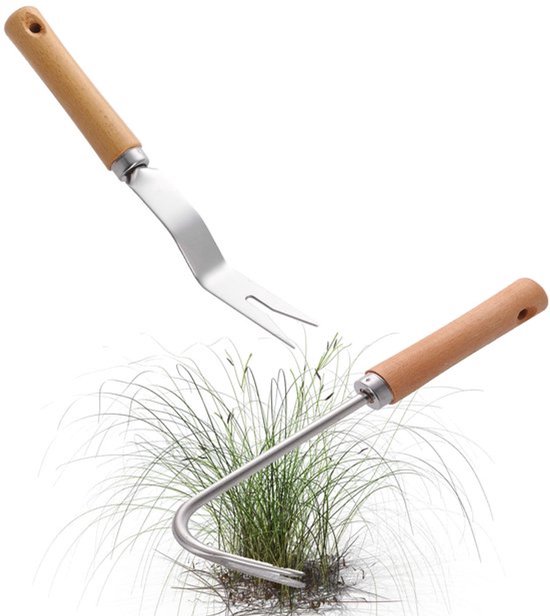 2Pcs Hand Onkruidverwijder Tool Tuin Handmatige Onkruid Trekker Met Handvat Oprit Onkruid Tool RVS Diepe Wortel Onkruid Gereedschap Voor Patio Scheuren Gazon Gras van Merkloos	