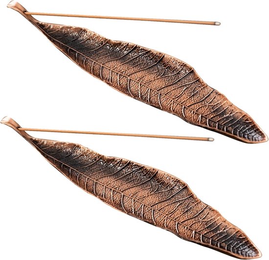 2pcs Incense Stick Holders - Metal Leaves Incense Stick Holder - Bronze Incense Stick Burner - Ash Catcher voor Interieur Decoratie - Meditatie en Yoga van Merkloos	