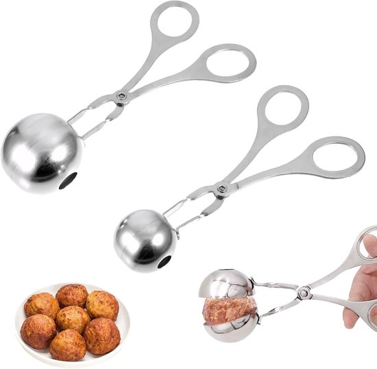 2pcs Meat Baller Spoons - Non-Stick Meatball Mould - Stainless Steel Meatball Maker - Meatball Clip en Pliers van Snowyee