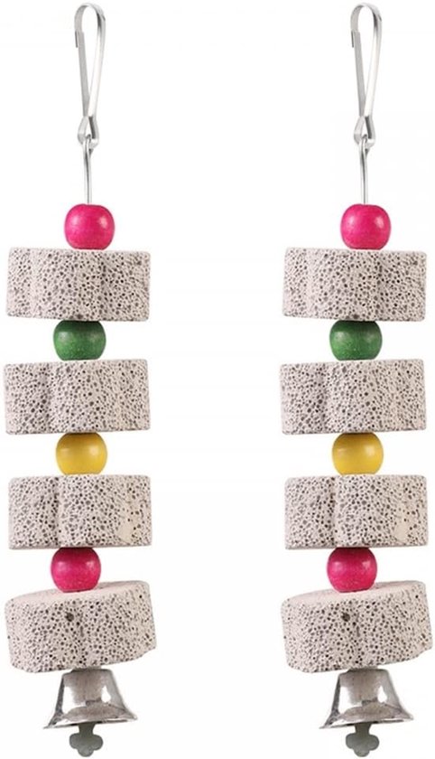 2Pcs Papegaai Vogel Kauw Speelgoed - 7X2 Opknoping Vogel Snavel Slijpen Steen Speelgoed Met Bell Voor Parkiet Conure Dwergpapegaai Valkparkiet Vink Budgie Papegaaien - Speelgoed Voor Vogels van Merkloos	