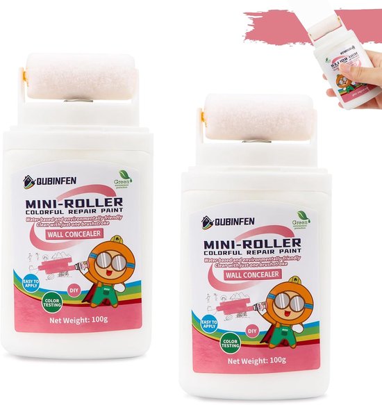 2pcs Wall Repair Paint Roller Paint Roller Wall Repair with White Paint Wall Repair Tool Wall Repair Tool for Stains, Cracks, Graffiti Scratches van Merkloos	