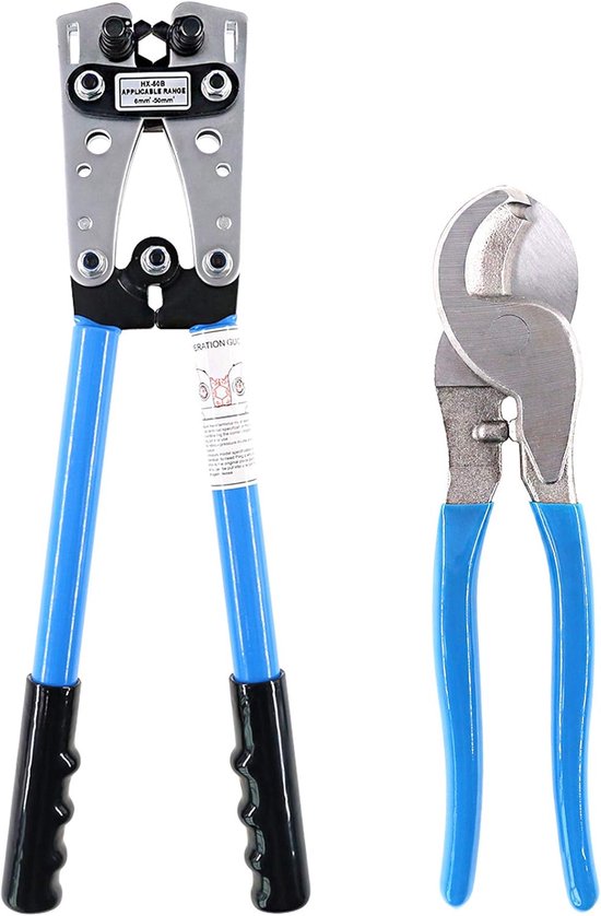 2Pcs Wire Crimper Terminal Crimping Tool - Ratchet Electrician Pliers met Kabelknipper voor 10-1 AWG Draad Kabel Snijden en Crimpen van Merkloos	